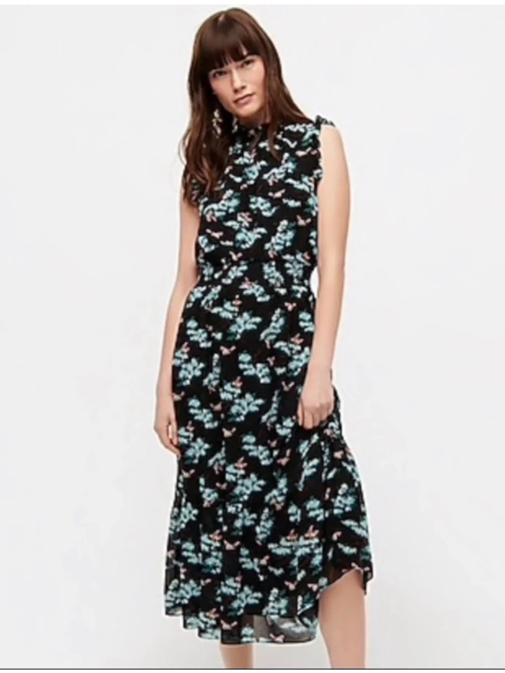 J. Crew Smocked Waist Midi Dress in Botanical Bees Print EUC